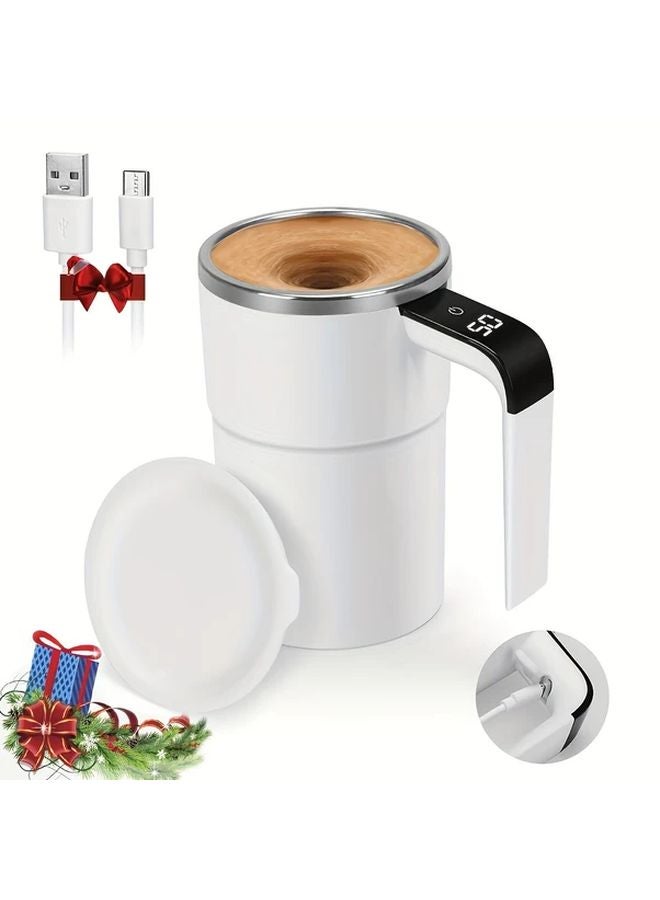 كوب خلط كهربائي قابل لإعادة الشحن عبر USB أبيض خلاط أوتوماتيكي بنقرة واحدة للقهوة والكاكاو والمخفوقات - Image 4